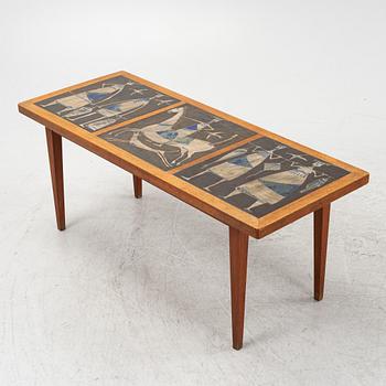 Åke Holm, a stoneware and teak coffee table, Höganäs, 1950's/60's.