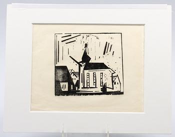 Lyonel Feininger · FEININGER, LYONEL. Träsnitt på Japan papper. Osign. 