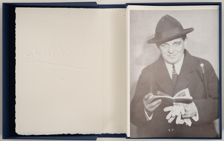 Gösta Werner, "Visor av Evert Taube", kassetter, 2 st, med 62 färglitografier, 1989, signerade.