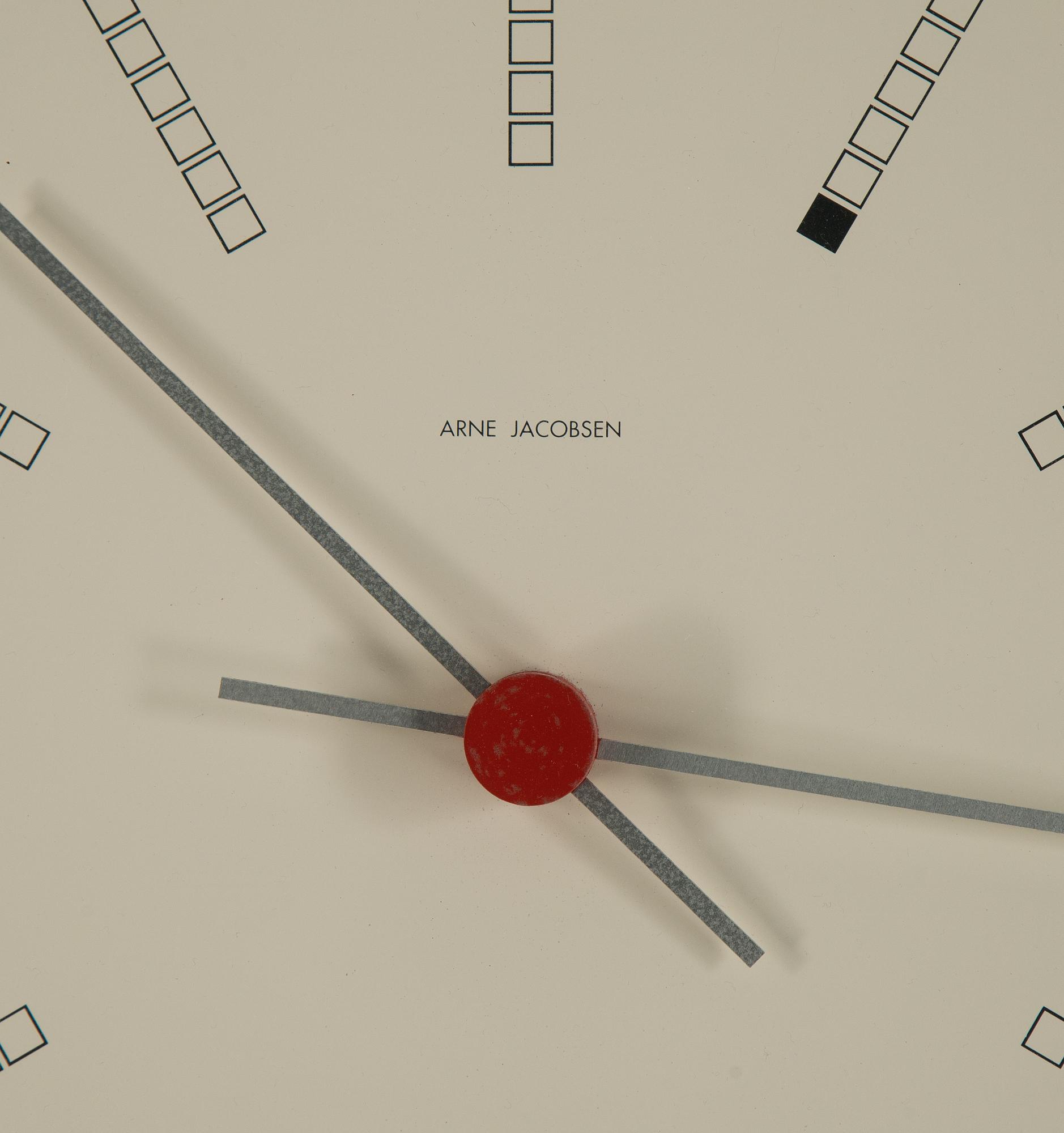 Arne Jacobsen, an aluminium quartz 'Bankers' wall clock by Georg Christensen, designed in 1971.
