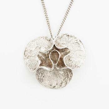 Theresia Hvorslev, bracelet, ring, pendant, earrings, 1 pair, sterling silver, chain, silver, Lidköping 1977, 1976, 1978 and 1973.