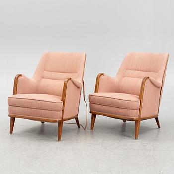 A pair of armchairs, mid 20th Century.