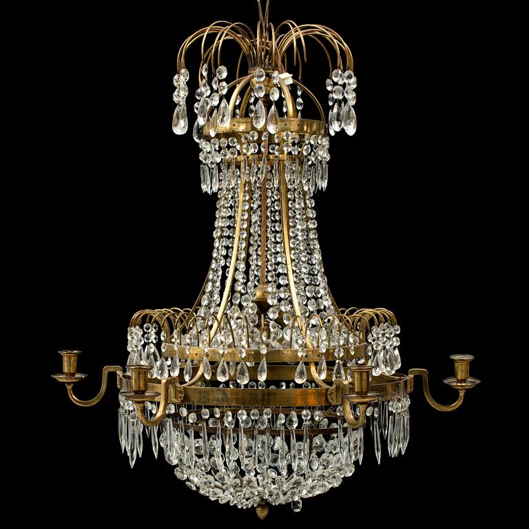 A late gustavian style chandelier, early 20th century.