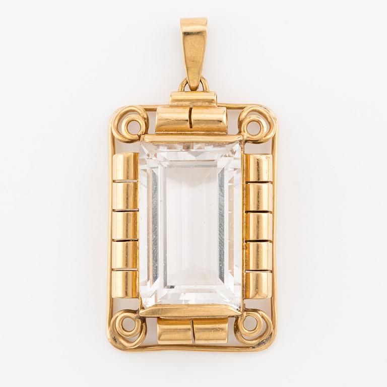 Pendant, 18K gold and rock crystal, Stockholm 1948.