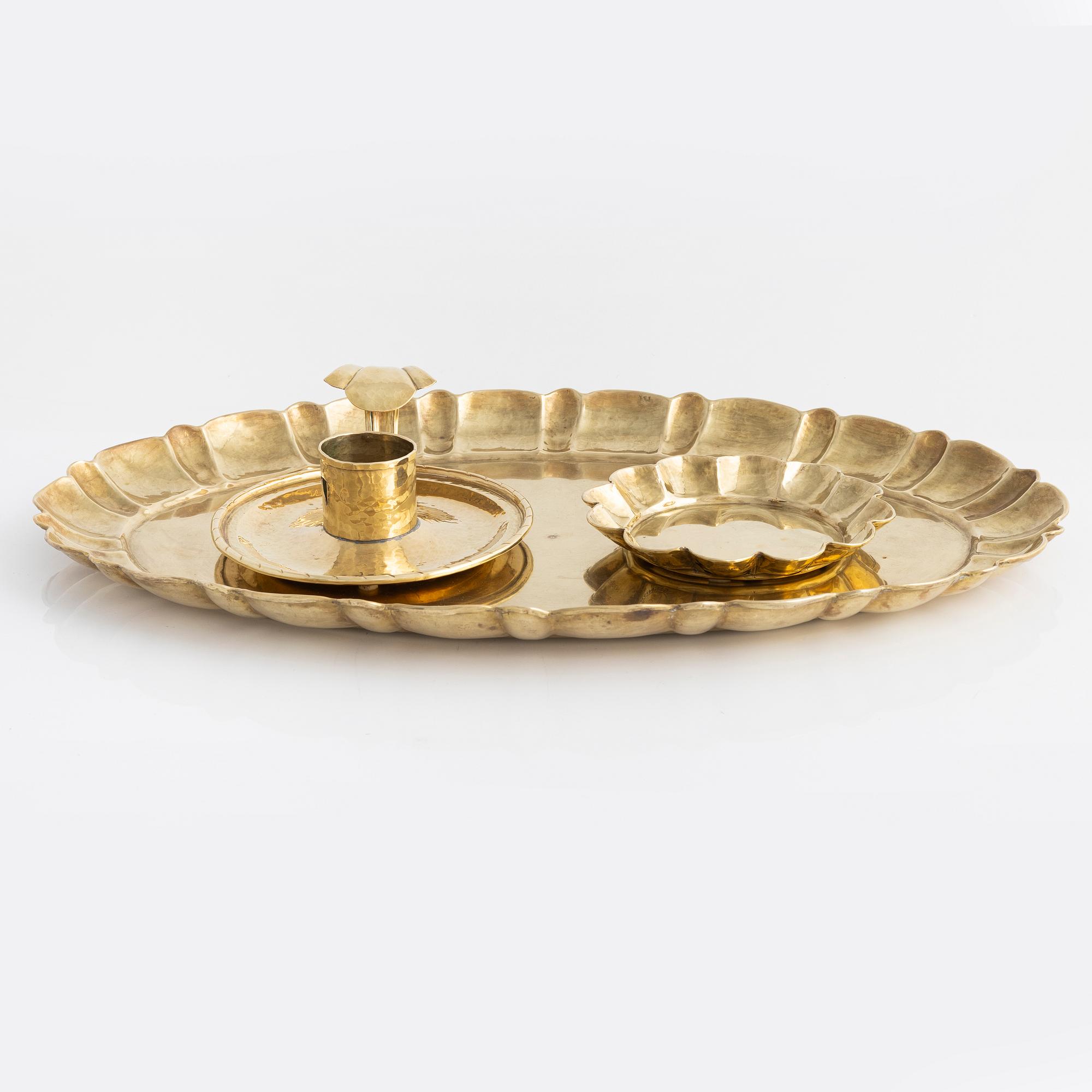Lars Holmström, a tray, bowl and candle holder, Arvika, Sweden,