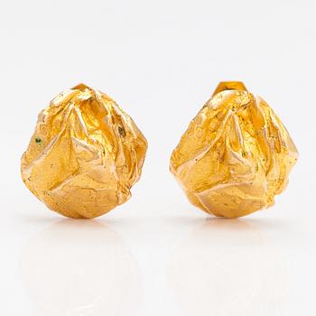 Björn Weckström, A pair of 14K gold earrings Yellow rose". Lapponia 1970.