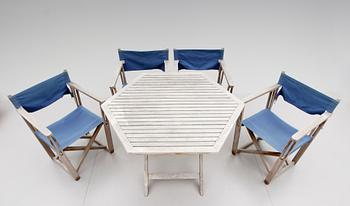 TRÄDGÅRDSMÖBEL, 5 delar, "På Kryss" Björn Hultén, samt "Viken", Gunnila Norin, 1900-talets andra hälft.