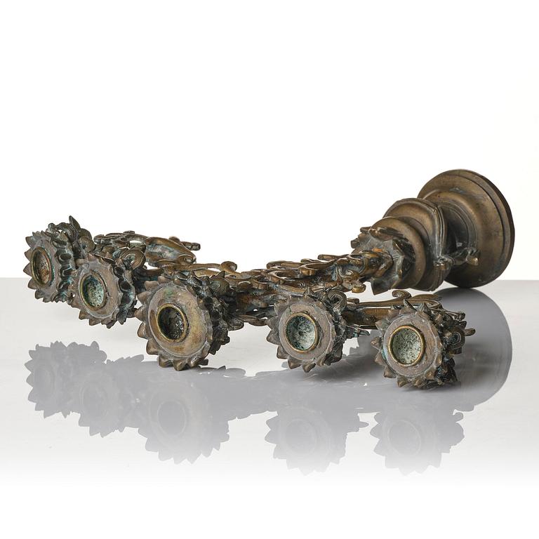 Offerställ, delvis kallförgylld brons, Qingdynastin, 1800-tal.