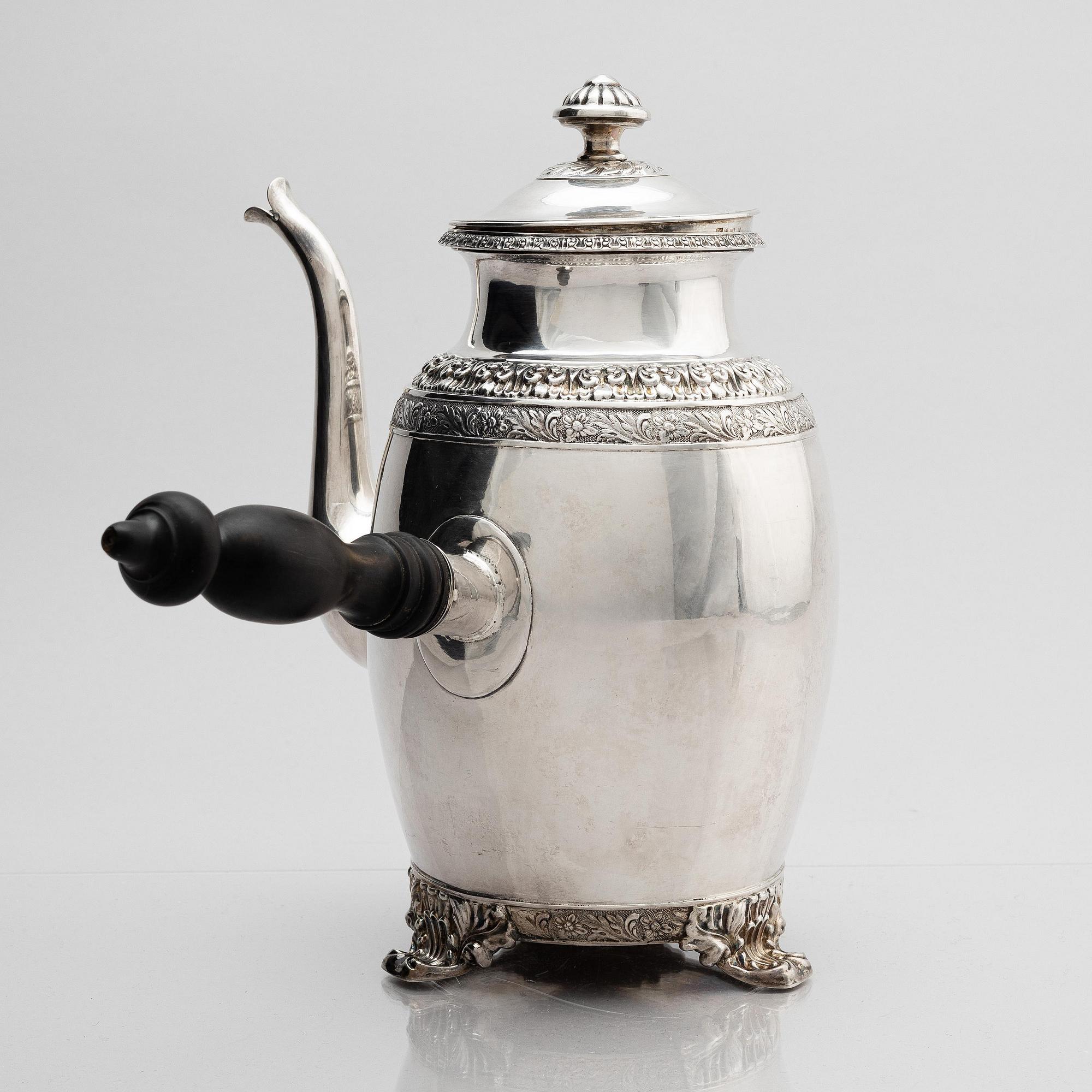 Arvid Öhrn, kaffekanna, silver, Gävle 1844.