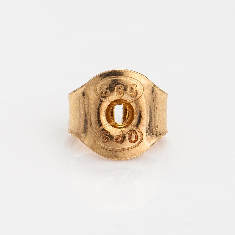 ÖRHÄNGEN, 2 par, 14K guld, diamanter ca 0.40 ct tot. Med certifikat.