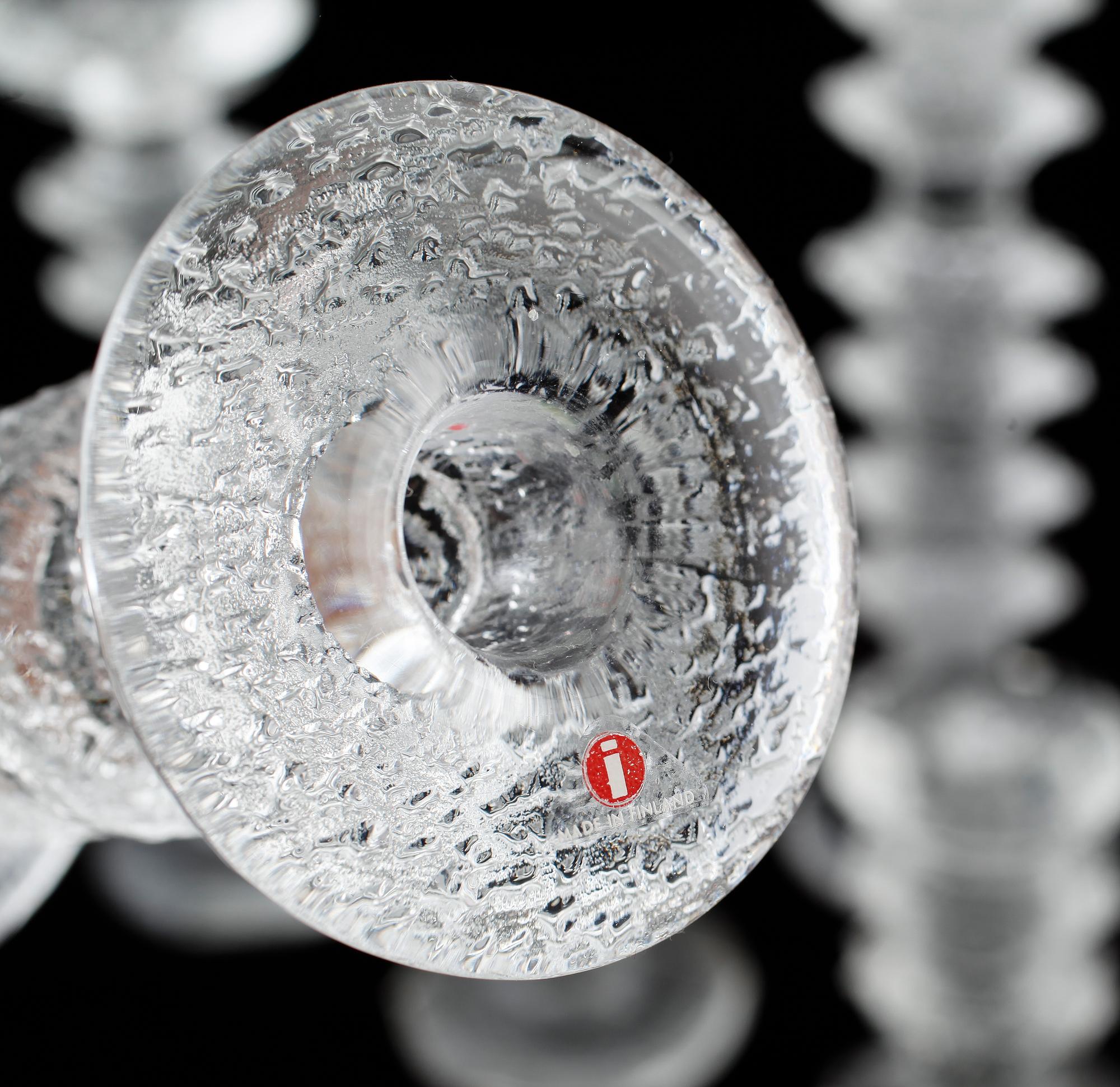 LJUSSTAKAR, 8 st, glas, "Festivo", Timo Sarpaneva, Iittala.