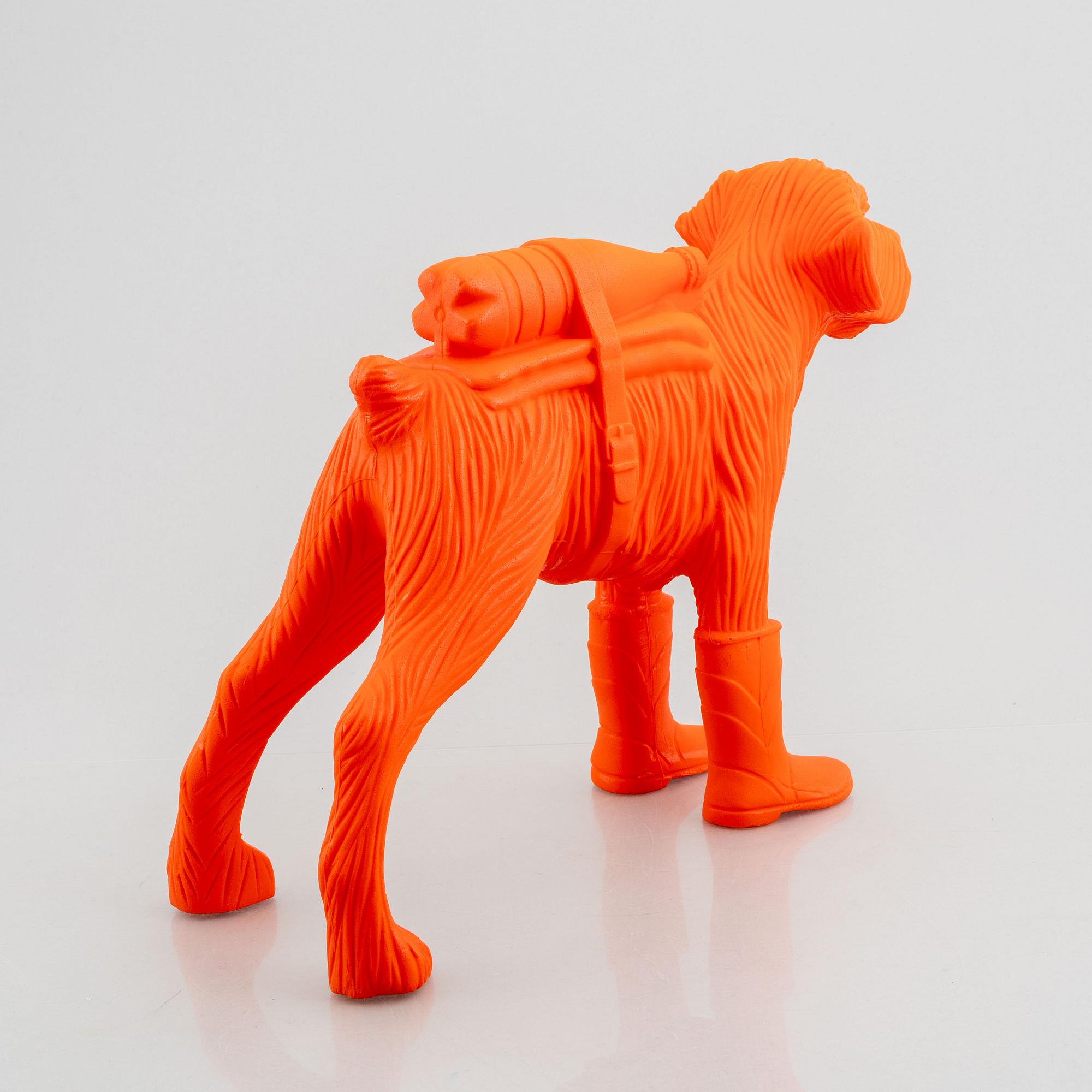 William Sweetlove,  "Cloned Schnauzer with water bottle". (Orange).