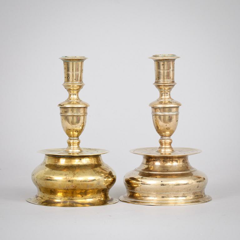 Two matched Baroque 17th century candlesticks.