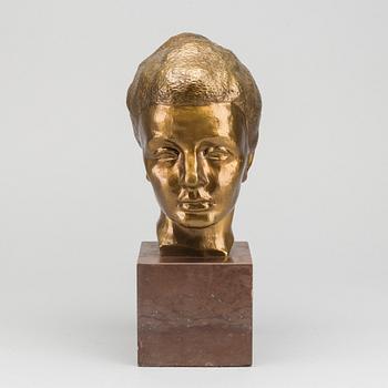 HELGE HÖGBOM, skulptur gulpatinerad brons signerad.