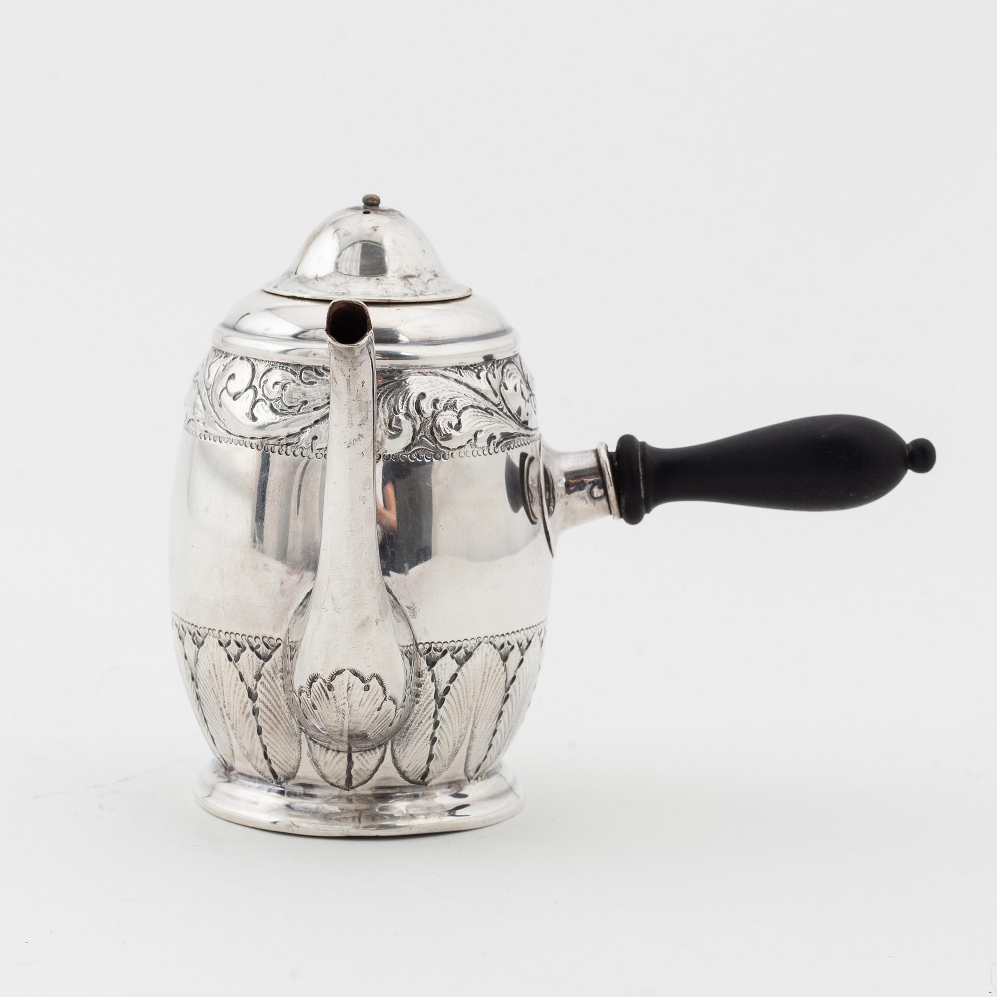 A Danish silver chocolate pot, makers mark of Aage Steffensen, Assay Master mark of CF Heise, Copenhagen 1929.