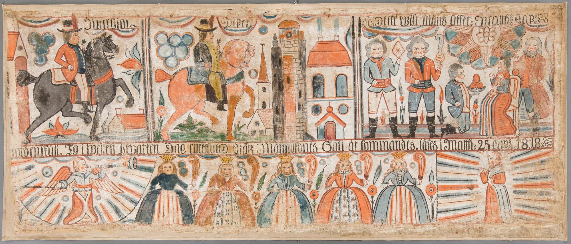 A folk art traditional wall painting southern Sweden dated 1818.