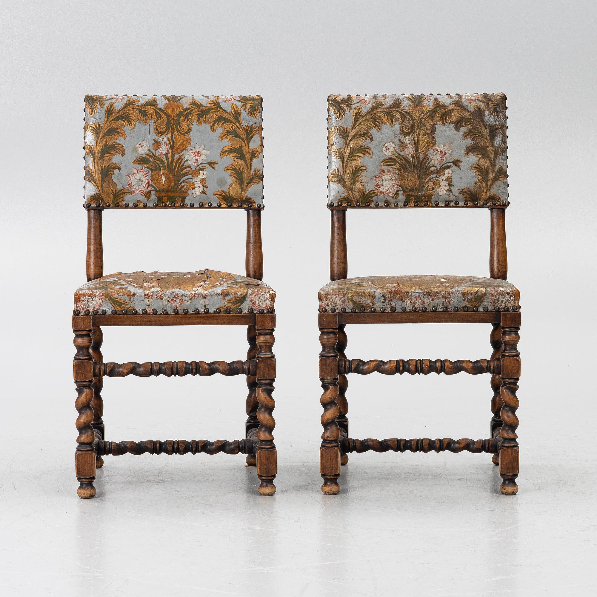 Chairs, a pair, Baroque style, circa 1900.