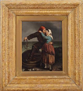 OKÄND KONSTNÄR, olja på plåt. 1800-talets mitt.