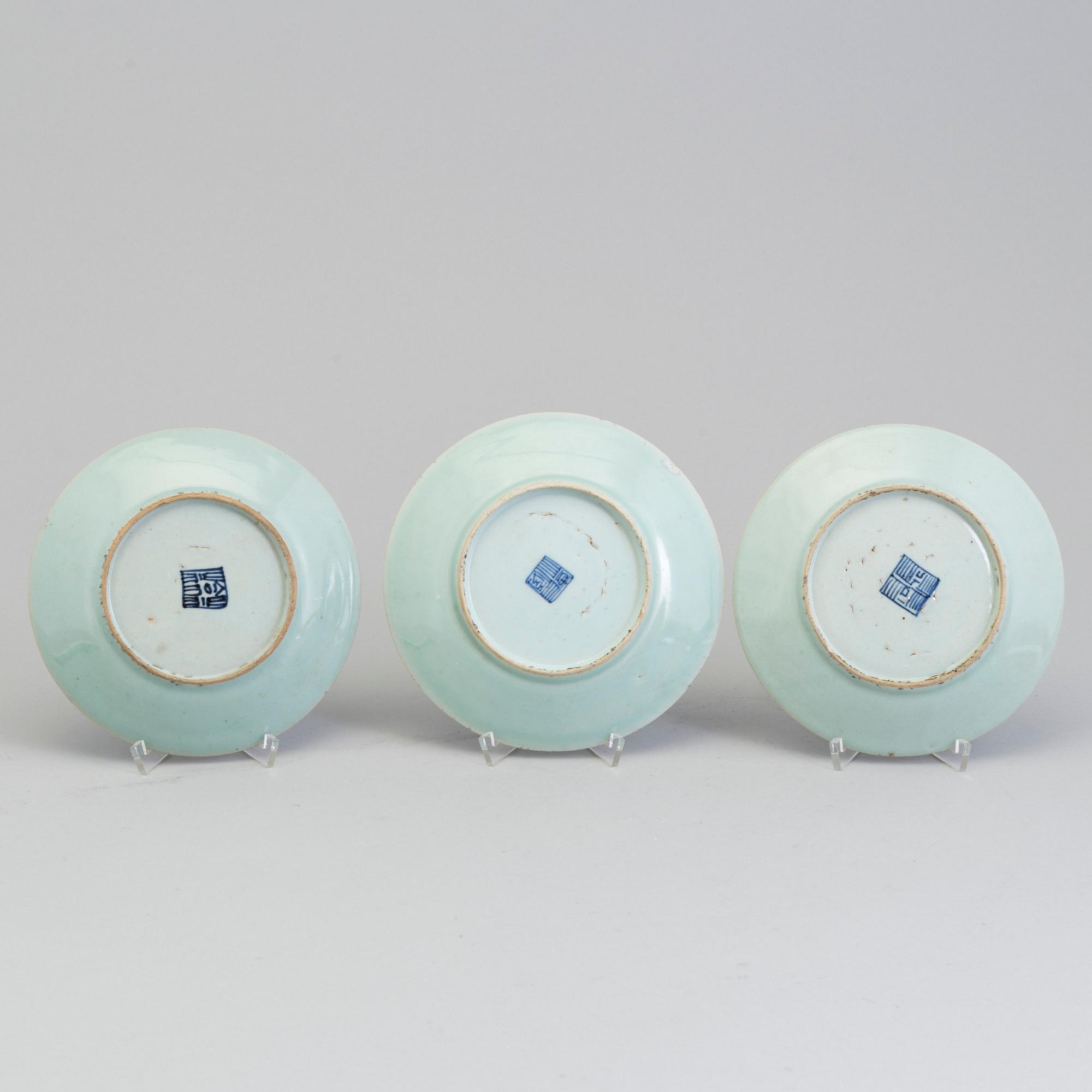 Five Canton enamelled porcelain dishes, Qing dynasty, late 19th century.