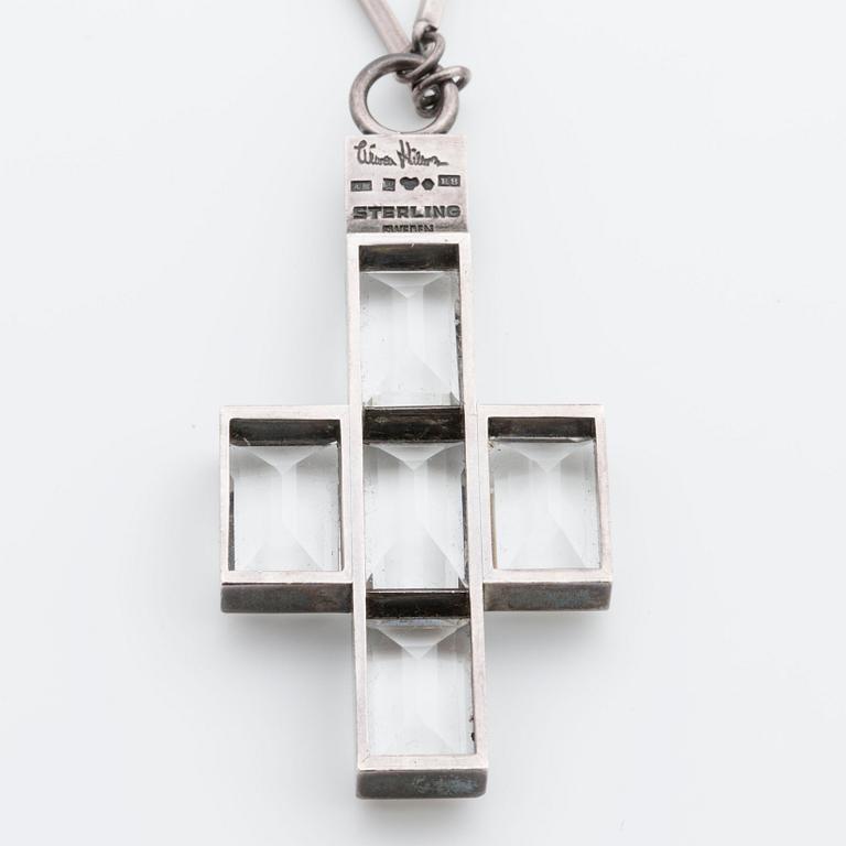 Wiwen Nilsson, hängsmycke, korsformat, Lund 1943, sterling och bergkristall.