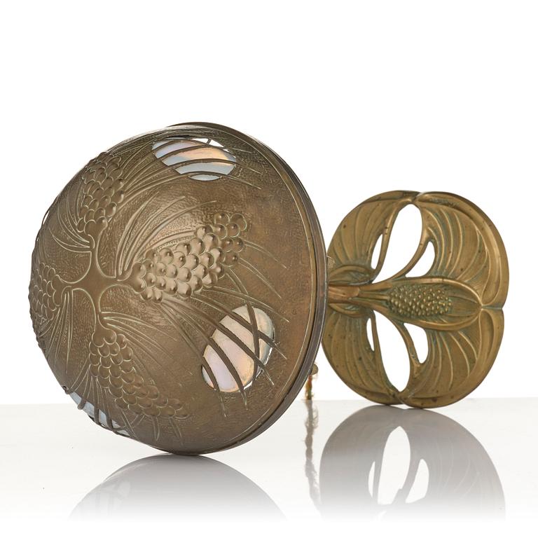 A bronze and brass table lamp, with signature Georges Leleu.