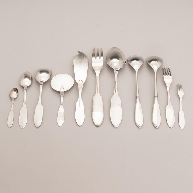 A 30-piece set of 'Torne River Valley' silver cutlery with engraved floral decoration, Sweden 1976-97.