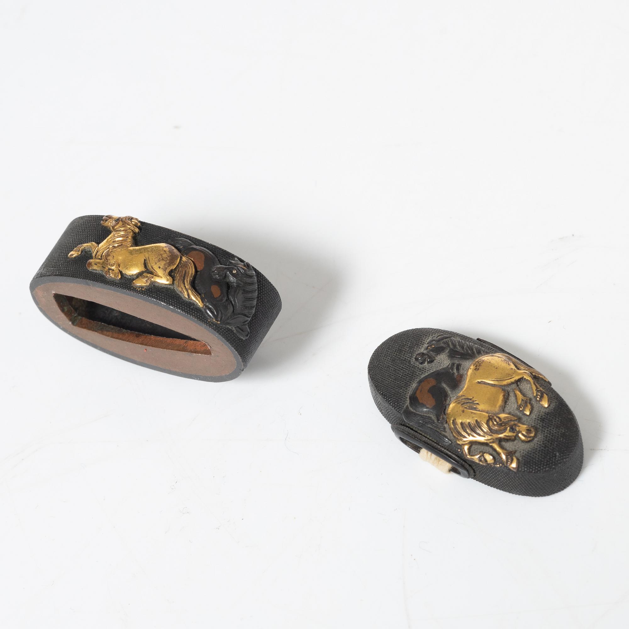 Fuchi and kashira, pair, Meiji, unsigned.