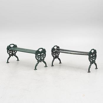 Garden benches, a pair, second half of the 20th Century.