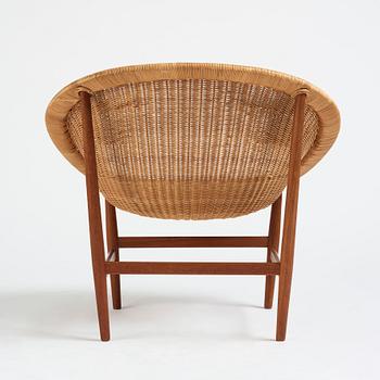 Nanna Ditzel, a teak and rattan easy chair, Ludvig Pontoppidan, Denmark 1950s.