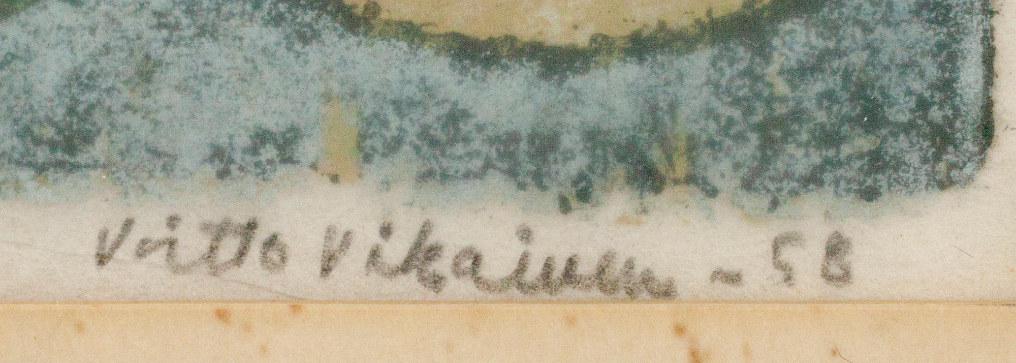 VOITTO JALMARI VIKAINEN, träsnitt, signerad och daterad -58. Tpl'a 3/5.