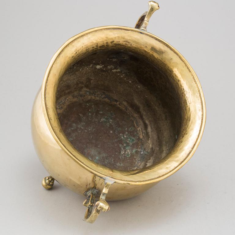 A 19th century brass flower pot.