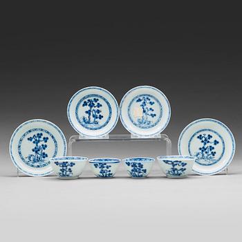 477. A set of four cups with stands, Qing dynasty, Qianlong (1736-95).