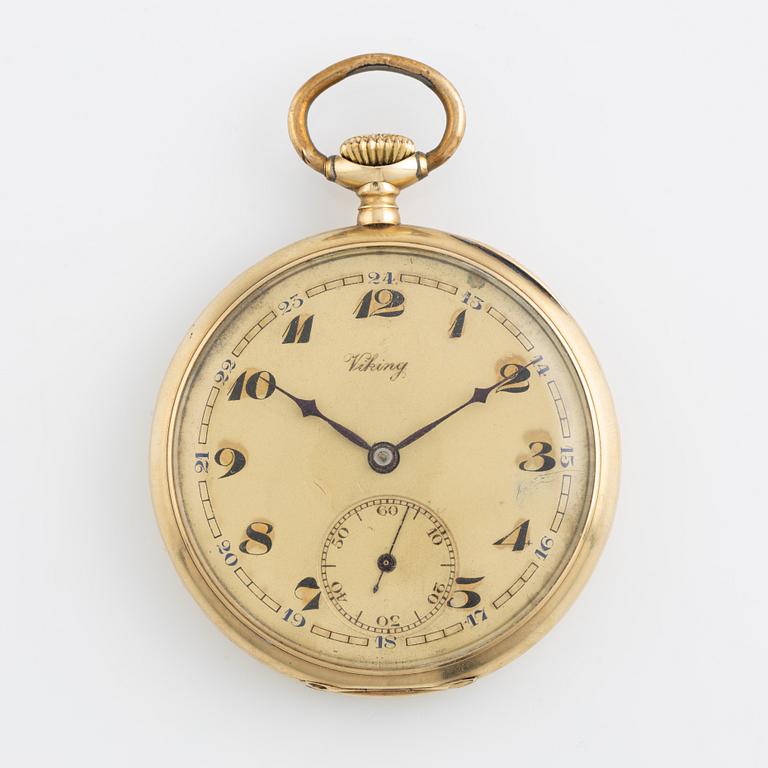 Viking, pocket watch, 14K gold, 50 mm.