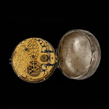 FICKUR, Spindelur, herr, silver, Matthias Erhardt, Augusta, Augsburg, 1600-talets slut.