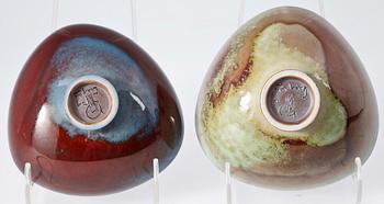 SKÅLAR, 2 st, stengods, Berndt Friberg Gustavsberg.