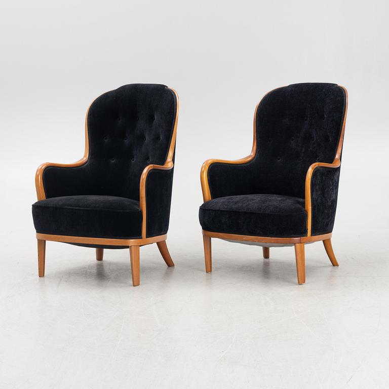 Carl Malmsten, a pair of 'Advokaten' armchairs, second half of the 20th Century.