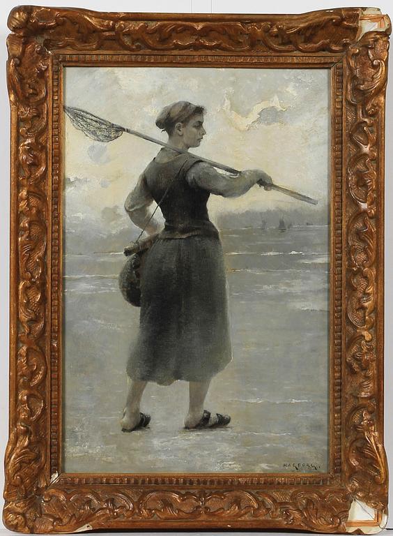 AUGUST HAGBORG, olja på pannå, sign.
