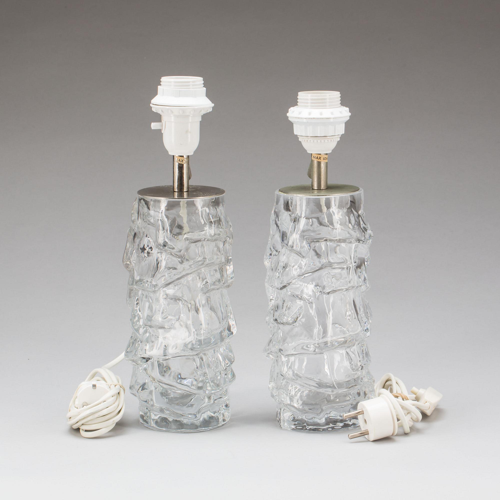 BORDSLAMPOR, glas, Reijmyre. 1960-tal.