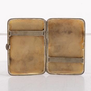 Seven silver boxes and cigarette cases, including with mark of Carl Fredrik Hultbom, Stockholm 1841.