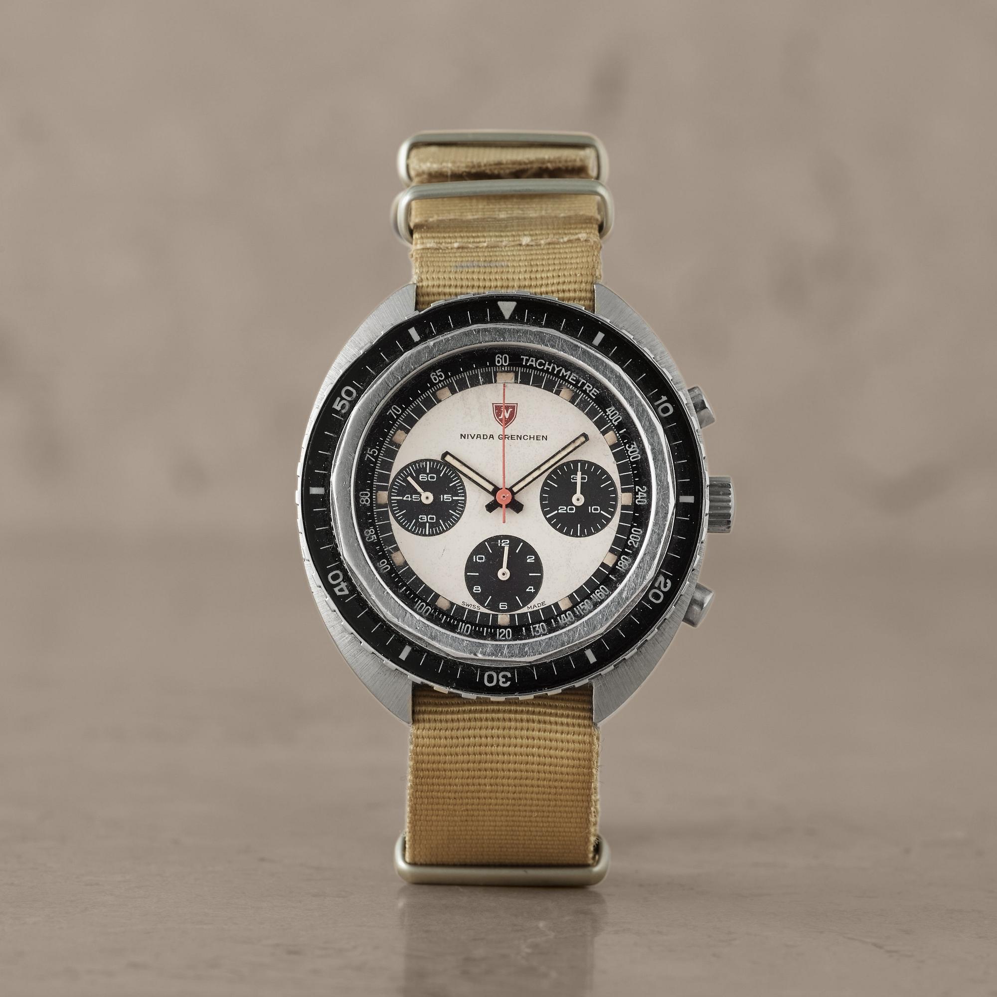 NIVADA GRENCHEN, Chronoking, "Tachymetre", kronograf, armbandsur, 43 mm,