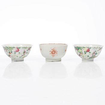 Thirteen porcelain cups, China, mostly 18th century.