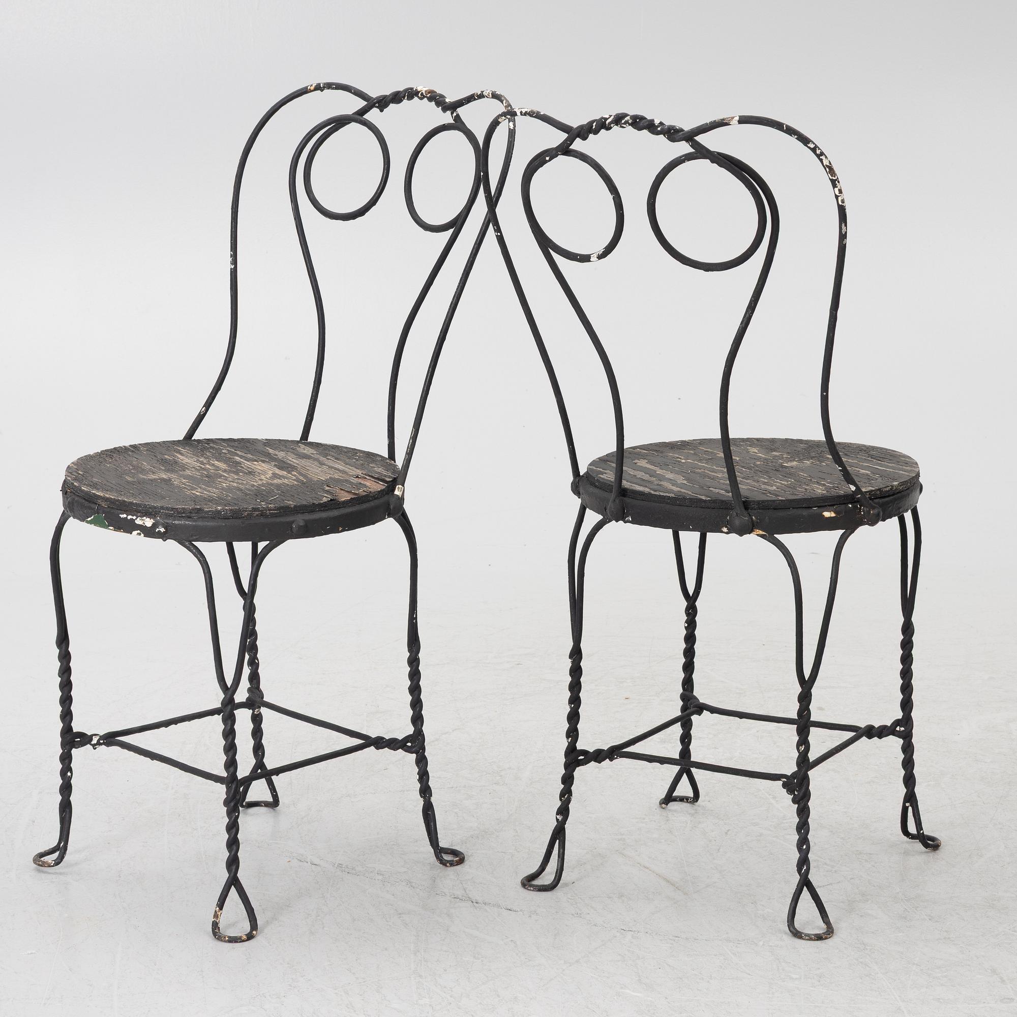 Four garden chairs, mid-20th century.