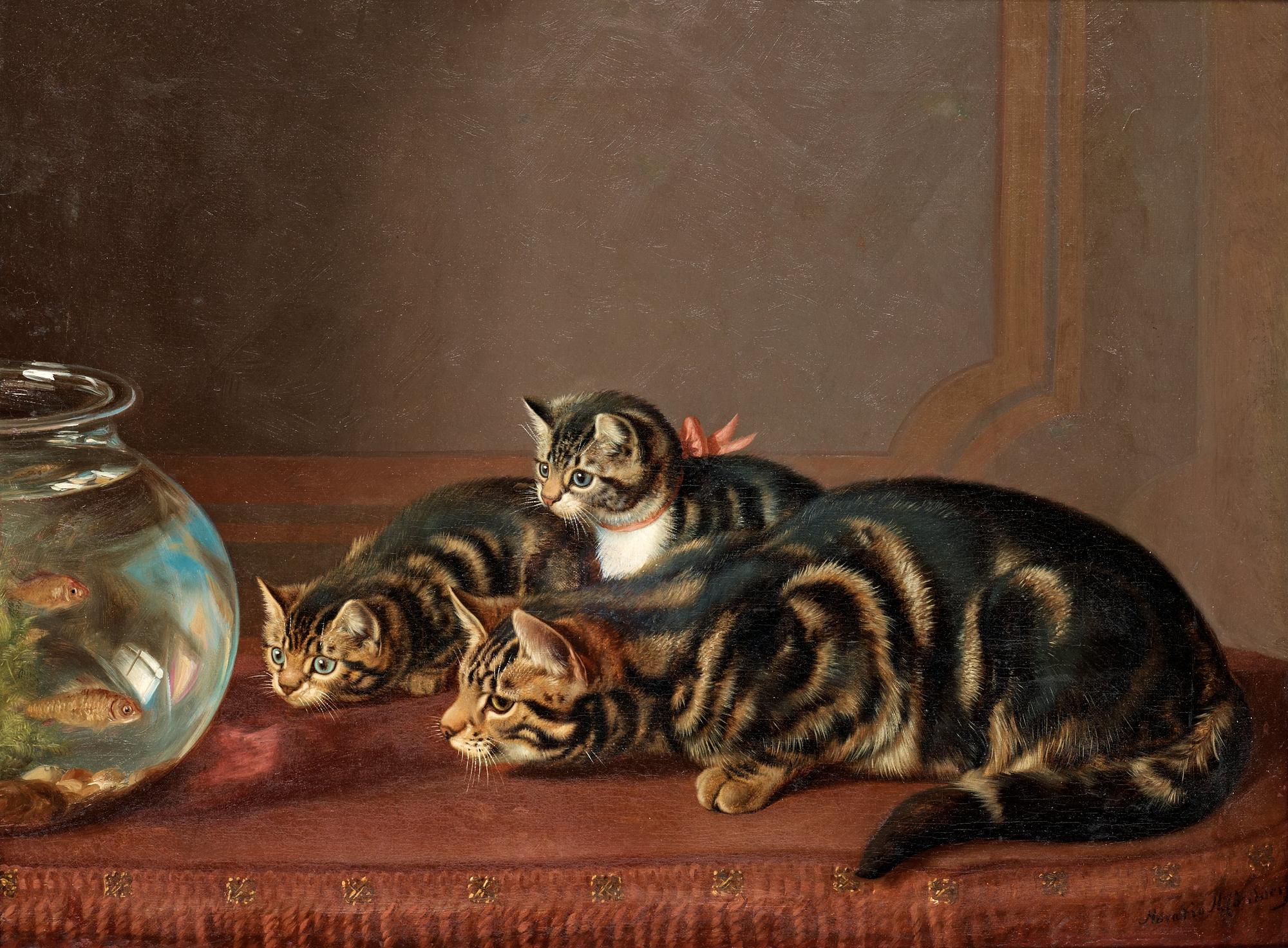 Horatio Henry Couldery, Cats by a fishbowl.