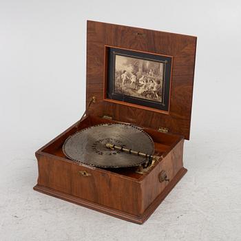 Speldosa med skivor, Polyphon, Tyskland, omkring 1900.