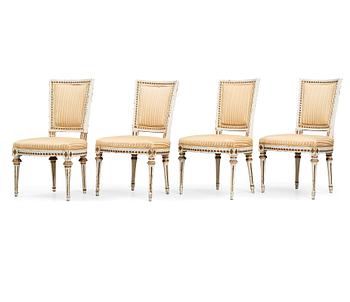 53. A set of four Gustavian chairs.