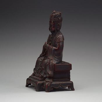 A bronze figure of a daoist deity, Qing dynasty, 18th Century.