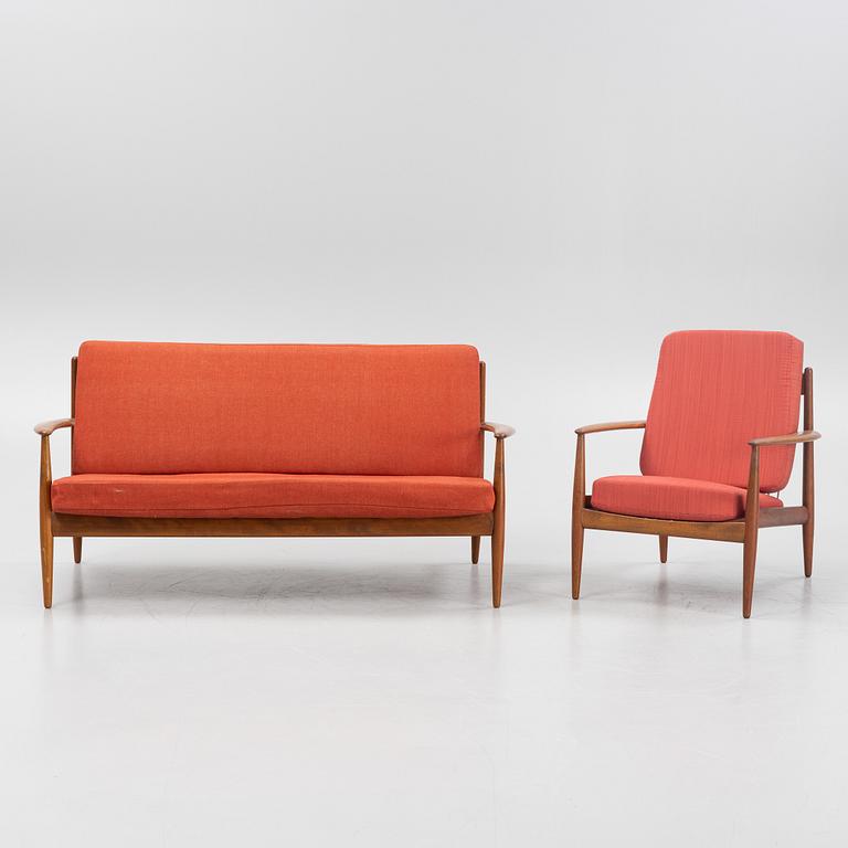 A sofa and easy chair by Grete Jalk from France & Daverkosen.