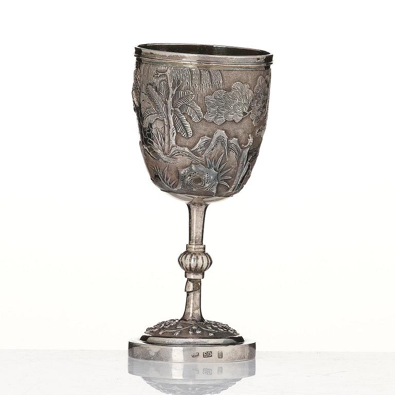 A Chinese Export Silver goblet, Qing dynasty, 19th Century.