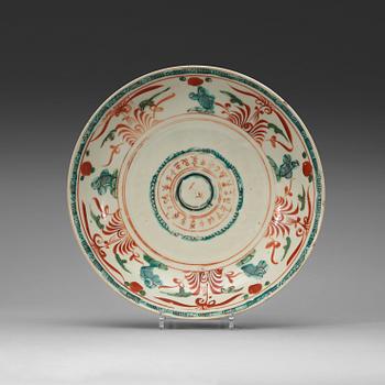 169. A iron red and green charger, Ming dynasty, Wanli (1573-1619).