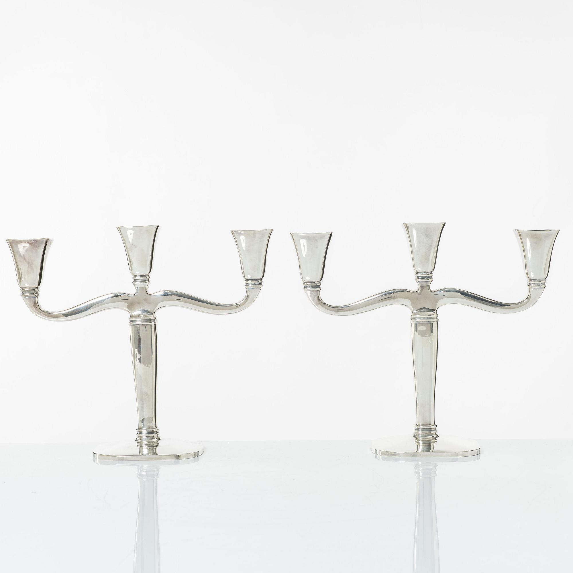 Candelsticks, a pair, silver, first half/mid 20th Century.